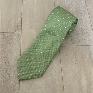 Men's Canali 100% Silk Polka Dot Suit Tie Formal Spring Green